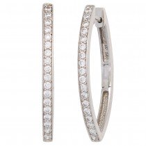 Creolen oval 925 Sterling Silber mit Zirkonia Ohrringe Silbercreolen