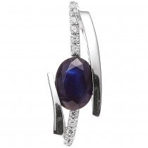 Anhänger 585 Weißgold 1 blauer Safir 10 Diamanten Brillanten Goldanhänger