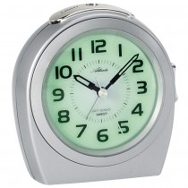 Wecker Quarz analog silbern leise mit Licht Sensor Beleuchtung