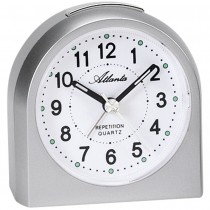 Wecker Quarz analog silbern mit Licht Snooze leise ohne Ticken