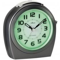 Wecker Quarz analog anthrazit leise ohne Ticken mit Licht Sensor