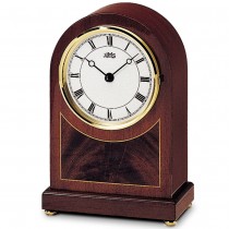 Tischuhr Stiluhr Quarz analog aus Holz Mahagoni furniert mit Messing