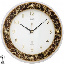 Funkwanduhr analog rund messing farben Glas mit Aluminium