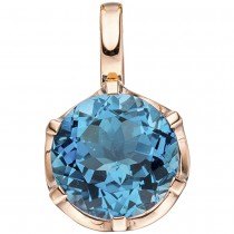 Anhänger rund 585 Rotgold 1 Blautopas London blue blau Goldanhänger