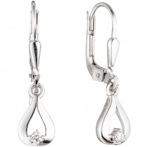 Boutons Tropfen 333 Gold Weißgold 2 Zirkonia Ohrringe Ohrhänger Goldohrringe