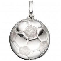 Kinder Anhänger Fußball 925 Sterling Silber rhodiniert mattiert Kinderanhänger
