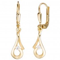 Boutons 333 Gelbgold mattiert 2 Zirkonia Ohrringe Ohrhänger Goldohrringe