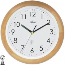 Funkwanduhr analog rund Holz Erle