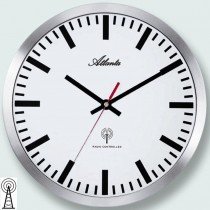Wanduhr Bahnhofsuhr Funk Funkwanduhr analog silbern weiß rund