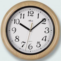 Wanduhr Quarz analog rund Holz Erle