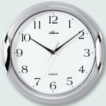 Wanduhr Quarz analog silbern rund leise ohne Ticken 30cm