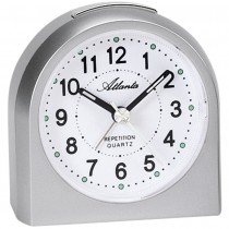 Wecker Quarz analog silbern mit Licht Snooze leise ohne Ticken