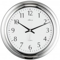 Wanduhr Badezimmeruhr Quarz analog silbern rund