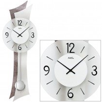 Wanduhr Quarz mit Pendel Pendeluhr mit Aluminium und Kunstleder