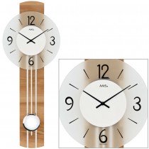 Wanduhr Quarz mit Pendel Holz kernbuche furniert Pendeluhr