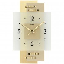 Wanduhr Quarz analog modern mit Messing Applikation