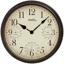 Wanduhr Quarz analog rund vintage antik retro mit Thermometer