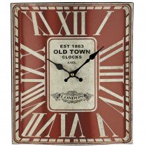 Wanduhr Quarz analog rot eckig vintage antik retro shabby