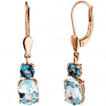 Boutons 585 Rotgold 2 Blautopase hellblau blau Ohrringe Ohrhänger
