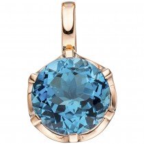 Anhänger rund 585 Rotgold 1 Blautopas London blue blau Goldanhänger