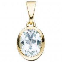 Anhänger oval 333 Gelbgold 1 Blautopas blau hellblau Goldanhänger