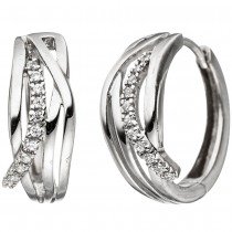 Creolen 333 Gold Weißgold mit Zirkonia Ohrringe Goldohrringe Goldcreolen