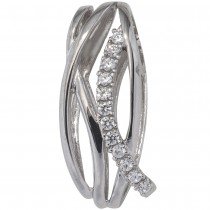 Anhänger 333 Gold Weißgold mit Zirkonia Goldanhänger verschlungen