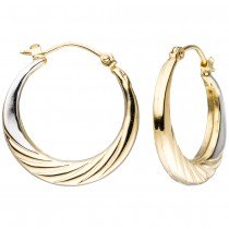 Creolen rund 333 Gelbgold bicolor Ohrringe Goldohrringe Goldcreolen