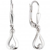 Boutons Tropfen 333 Gold Weißgold 2 Zirkonia Ohrringe Ohrhänger Goldohrringe