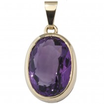Anhänger oval 585 Gelbgold 1 Amethyst violett lila Goldanhänger