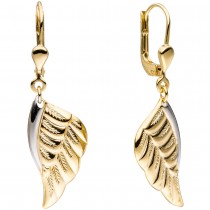 Boutons Flügel Engelsflügel 333 Gelbgold bicolor Ohrringe Ohrhänger