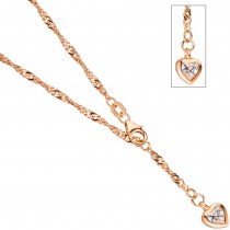 Fußkettchen Fußkette Herz 925 Silber rotgold vergoldet 2,2mm 25cm Karabiner