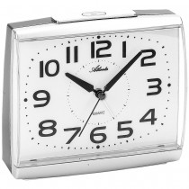 Wecker Quarz analog silbern leise ohne Ticken mit Licht Snooze Licht-Sensor