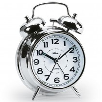 Wecker Quarz analog Glockenwecker Doppelglockenwecker silbern Kunststoff