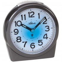 Wecker Quarz anthrazit grau leise ohne Ticken mit Licht Snooze LED Licht