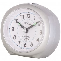 Wecker Quarz analog silberfarben leise ohne Ticken mit Licht Snooze