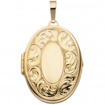 Medaillon oval für 2 Fotos 925 Silber gold vergoldet Anhänger zum Öffnen