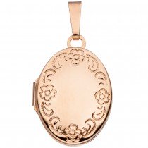 Medaillon oval Blumen Muster 925 Silber rotgold vergoldet zum Öffnen für 2 Fotos