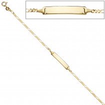 Schildband 333 Gelbgold 18,5cm Gravur ID Armband Federring