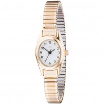 JOBO Damen Armbanduhr Quarz Analog Edelstahl vergoldet Flexband Damenuhr oval