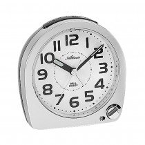 Wecker Quarz analog silber schwarz leise ohne Ticken mit Licht Snooze