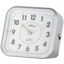 Wecker Quarz analog silbern leise ohne Ticken mit Licht Snooze Lichtfunktion