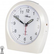 Wecker Funk Funkwecker creme weiß Licht Snooze leise ohne Ticken