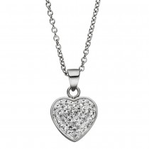 Collier Kette mit Anhänger Herz aus Edelstahl mit Kristallen 45cm