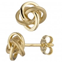 Ohrstecker verschlungen 333 Gelbgold matt mattiert Ohrringe Goldohrringe