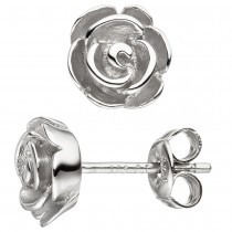 Ohrstecker Rose 925 Sterling Silber matt Ohrringe Silberohrringe