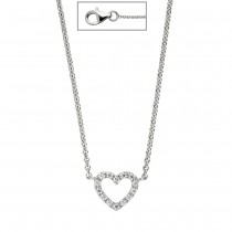 Collier Halskette Herz 925 Sterling Silber mit Zirkonia 42cm Kette Silberkette