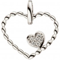 Anhänger Herz Herzen 585 Weißgold 6 Diamanten Brillanten Herzanhänger
