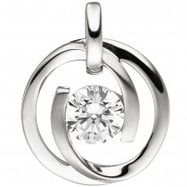 Anhänger 333 Gold Weißgold matt 1 Zirkonia Weißgoldanhänger