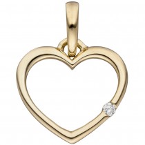 Anhänger Herz 333 Gelbgold 1 Diamant Brillant Herzanhänger Goldherz